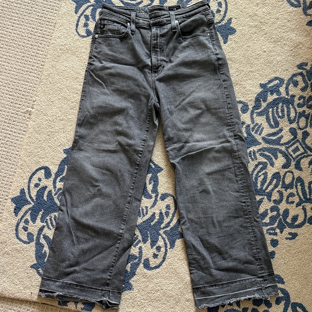 AG Adriano Goldschmied Gray Washed Etta High-Rise Jeans